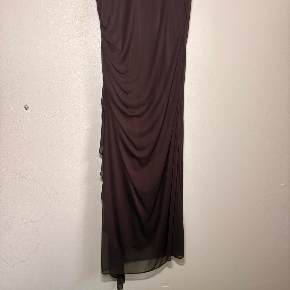 Vtg Y2K Davids Bridal Chocolate Brown Empire Waist Ruched Evening Dress Size 12 - Picture 5 of 8